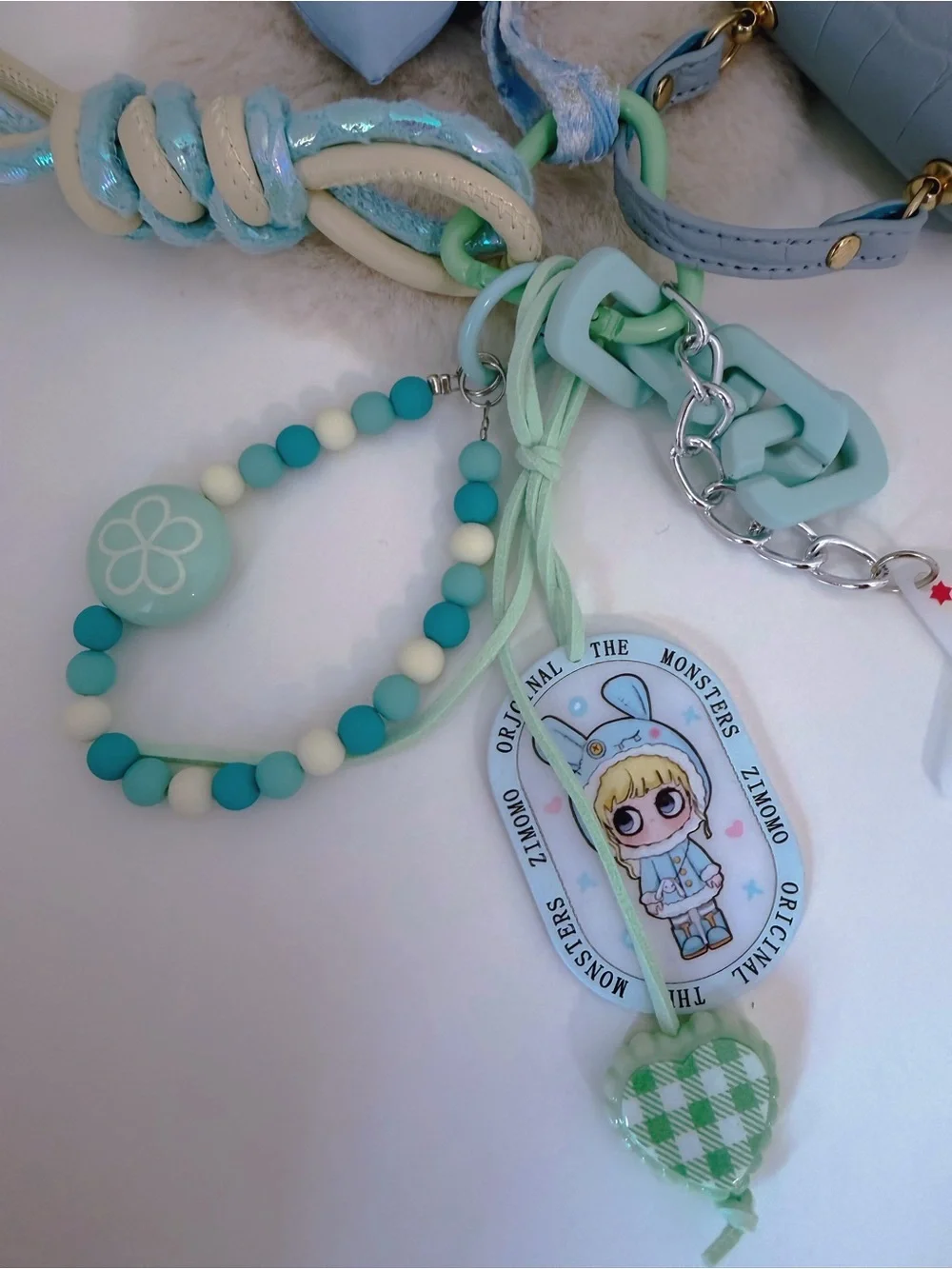 Blue DIY Bag Charm Set with Mini Croc Coin Pouch